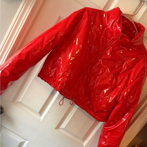 Shiny Red Cropped Jacket - Picture 2 of 3